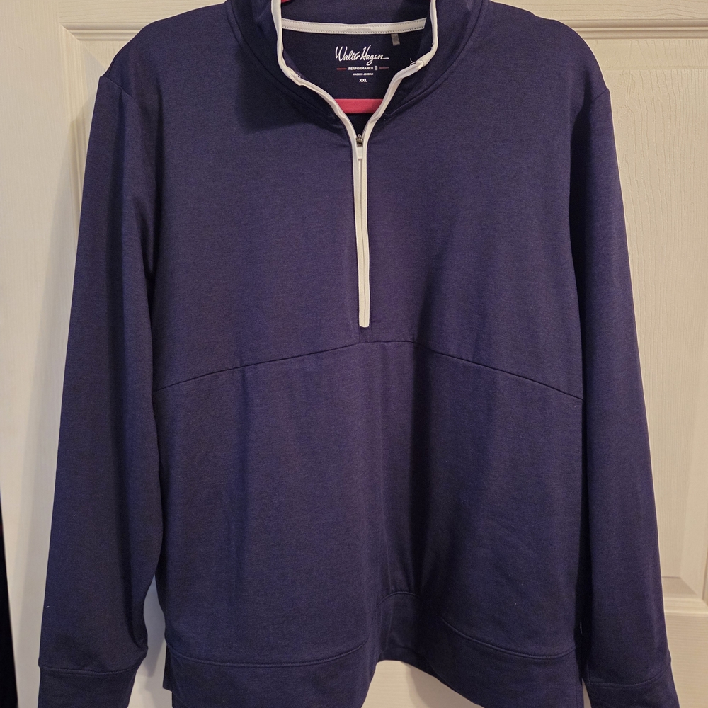 Walter Hagen Navy Half-Zip Pullover with White Trim